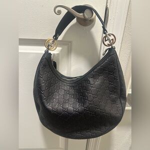 Gucci Black Embossed Hobo Bag